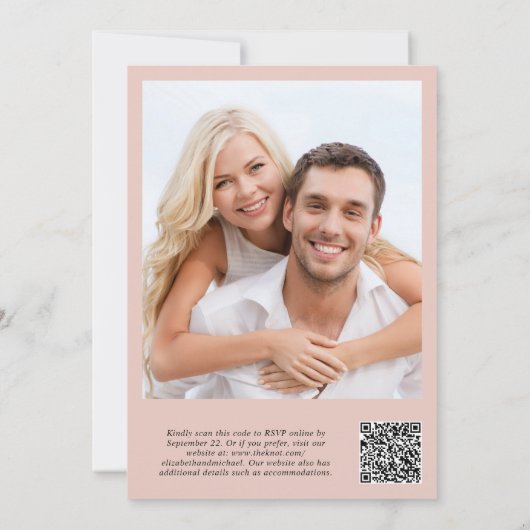 Minimale moderne foto QR-code bruiloft receptie Kaart (Achterkant)