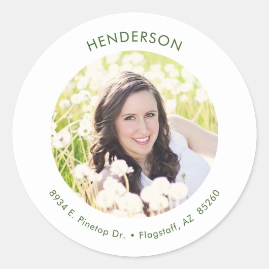 Minimale moderne foto retouradres ronde sticker (Voorkant)