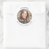 Minimale moderne foto retouradres ronde sticker (Tas)