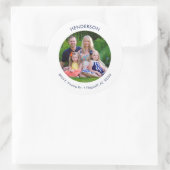 Minimale moderne foto retouradres ronde sticker (Tas)