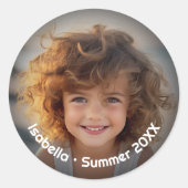 Minimale moderne foto - Retro tekst - Persoonlijk Ronde Sticker (Voorkant)