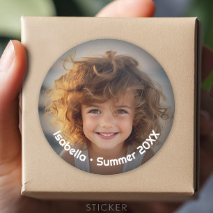 Minimale moderne foto - Retro tekst - Persoonlijk Ronde Sticker