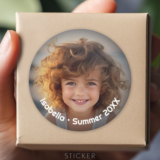 Minimale moderne foto - Retro tekst - Persoonlijk Ronde Sticker