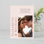 Minimale moderne foto roze save the date folie uitnodiging (Staand Voorkant)