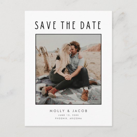 Minimale moderne foto Save the Date Wedding Aankondigingskaart (Voorkant)