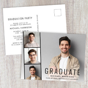Minimale moderne foto strook afstudeerfeest uitnodiging briefkaart
