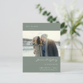 Minimale moderne foto van de groene pagina sparen  briefkaart (Staand voorkant)