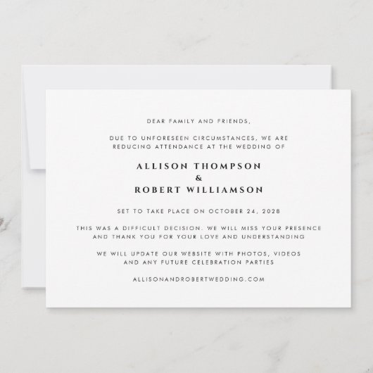 Minimale moderne foto We gaan onze trouwplannen te Aankondiging (Achterkant)