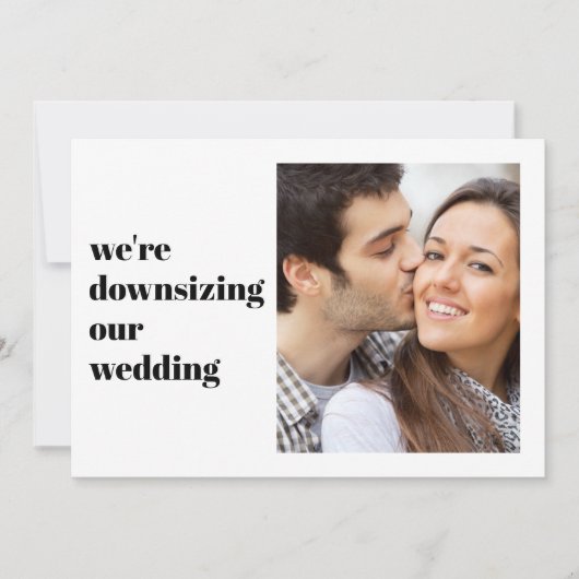 Minimale moderne foto We krimpen onze trouwdatum i Aankondiging (Voorkant)