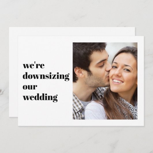 Minimale moderne foto We krimpen onze trouwdatum i Aankondiging (Voorkant / Achterkant)