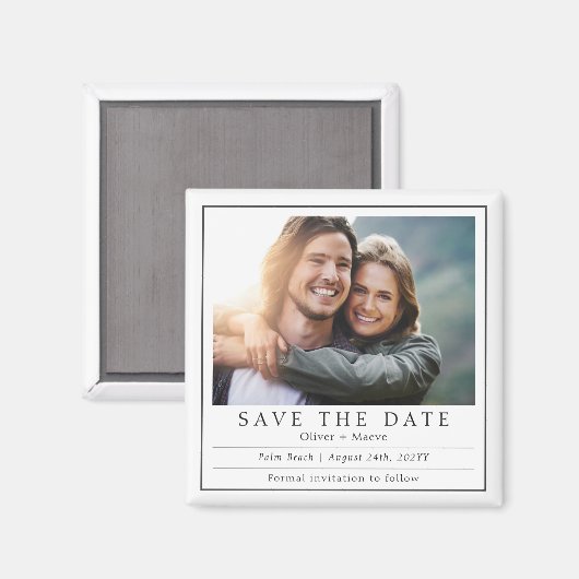 Minimale moderne foto zwart wit Bewaar de datum Magneet (Voorkant / Achterkant)