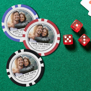 Minimale moderne foto zwart wit Bewaar de datum Poker Chips