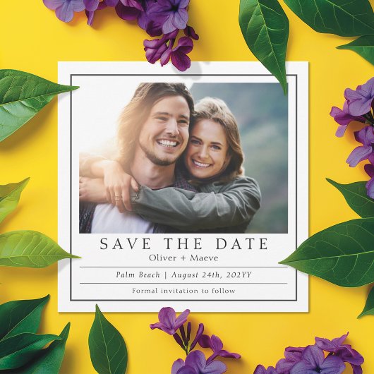 Minimale moderne foto zwart wit save the date