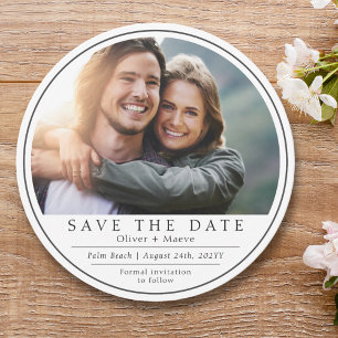 Minimale moderne foto zwart wit save the date