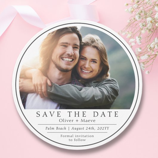 Minimale moderne foto zwart wit save the date