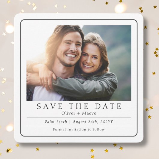 Minimale moderne foto zwart wit save the date