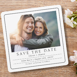 Minimale moderne foto zwart wit save the date