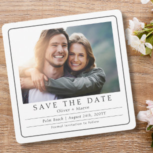 Minimale moderne foto zwart wit save the date