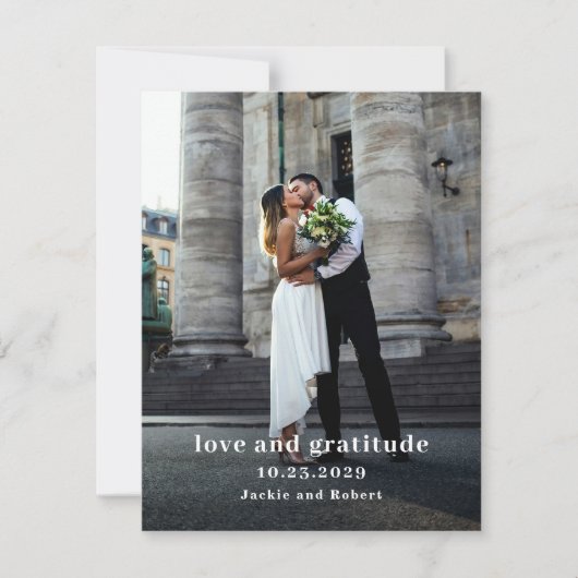 Minimale moderne fotobruiloft bedankkaart (Voorkant)