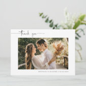 Minimale moderne fotobruiloft bedankt je kaart (Staand voorkant)