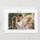 Minimale moderne fotobruiloft bedankt je kaart (Voorkant)