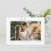 Minimale moderne fotobruiloft bedankt je kaart (Staand voorkant)