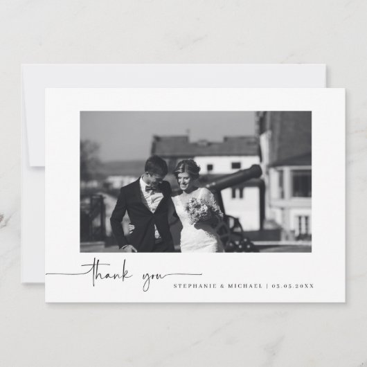 Minimale moderne fotobruiloft bedankt je kaart (Voorkant)