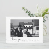 Minimale moderne fotobruiloft bedankt je kaart (Staand voorkant)