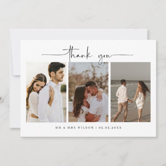 Minimale moderne fotobruiloft bedankt je kaart (Voorkant)