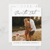 Minimale moderne fotobruiloft bespaart datum na feestdagenkaart (Voorkant / Achterkant)