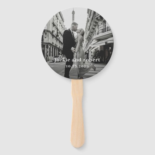 Minimale moderne fotobruiloft handwaaier (Voorkant)