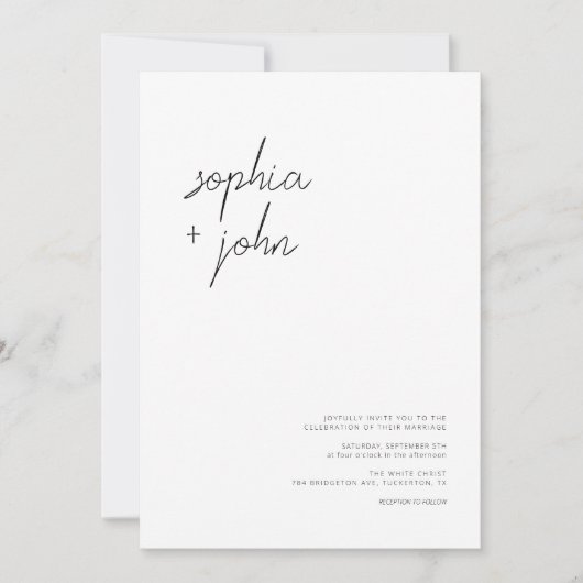 Minimale moderne fotobruiloft in één keer kaart (Voorkant)