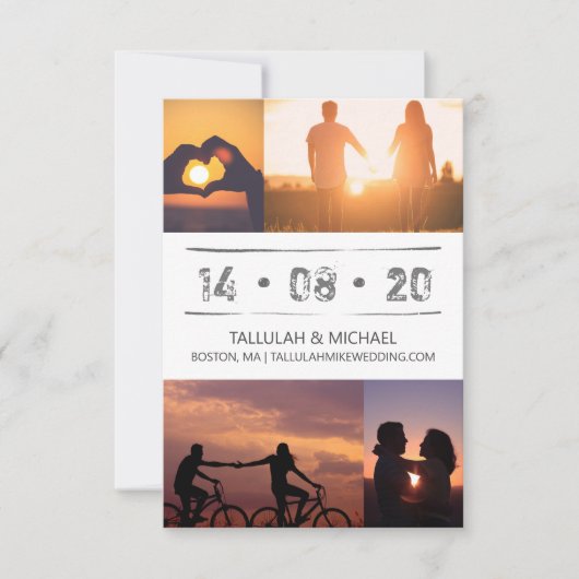 Minimale moderne fotocollage typografie trouwdag save the date (Voorkant)