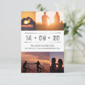 Minimale moderne fotocollage typografie trouwdag save the date (Staand voorkant)