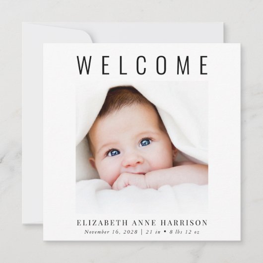 Minimale moderne fotogeboorte aankondiging (Voorkant)