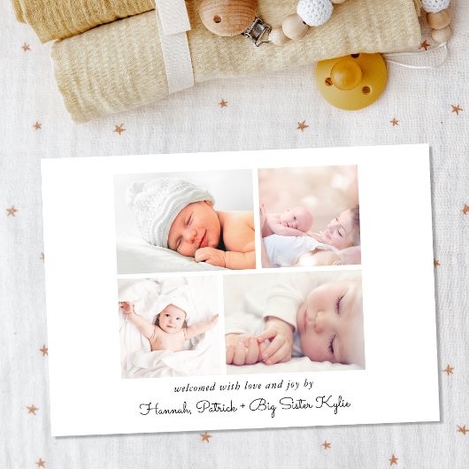 Minimale moderne fotogeboorte aankondiging