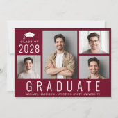 Minimale moderne fotograaf Burgundy Graduation Par Kaart (Voorkant)