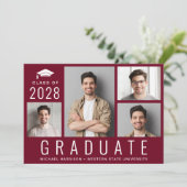 Minimale moderne fotograaf Burgundy Graduation Par Kaart (Staand voorkant)