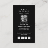 Minimale Moderne Fotograaf QR Code Social Media Visitekaartje (Achterkant)