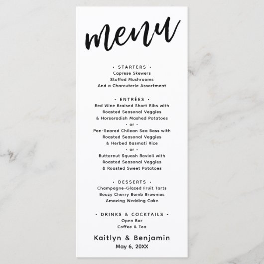 Minimale moderne gebruiksvriendelijke typografie menu (Voorkant)