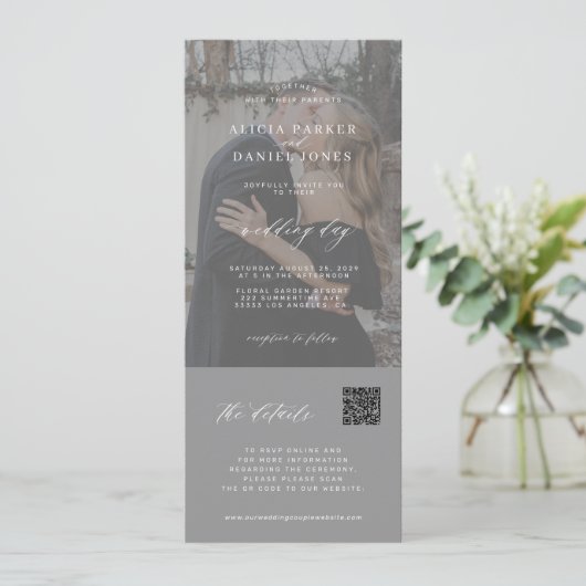 Minimale moderne gegevens over fotobruiloft in één kaart (Staand voorkant)