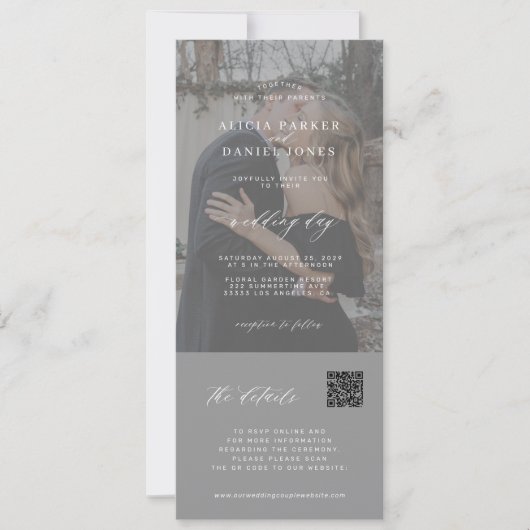 Minimale moderne gegevens over fotobruiloft in één kaart (Voorkant)