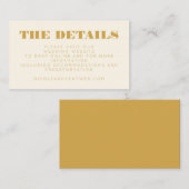 Minimale moderne Gele website voor het bruiloft Informatiekaartje (Voorkant / Achterkant)