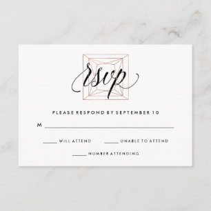 Minimale moderne geometrische diamantweddenschap R RSVP Kaartje
