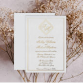 Minimale moderne geometrische monogram bruiloft folie uitnodiging