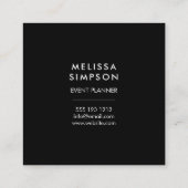 Minimale moderne geometrische zwart-wit en wit vierkante visitekaartje (Achterkant)