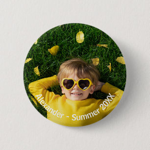 Minimale moderne gepersonaliseerde foto met aangep ronde button 5,7 cm