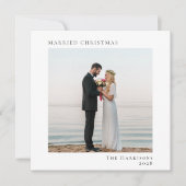 Minimale moderne getrouwde kerst 2 foto feestdagenkaart (Voorkant)