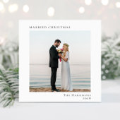 Minimale moderne getrouwde kerst 2 foto feestdagenkaart