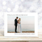 Minimale moderne getrouwde kerst 2 foto feestdagenkaart